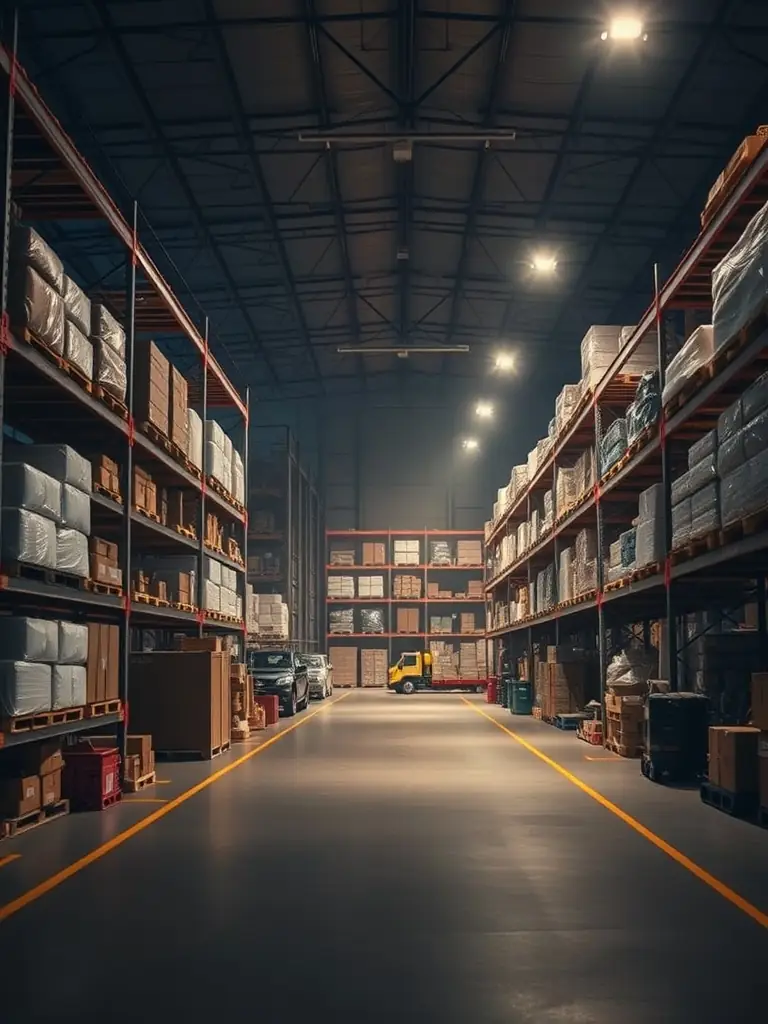 A high-angle shot of a shelf filled with various cans of Assos brand paints in different colors, arranged neatly in a warehouse setting, showcasing the variety and availability of the product line.