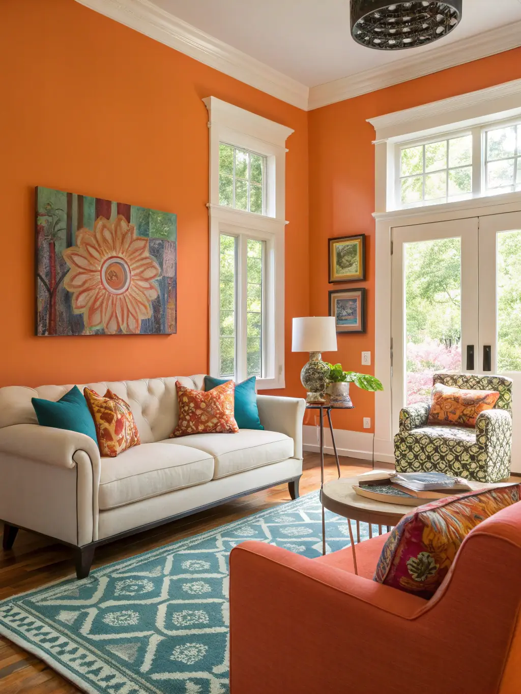 A vibrant image of a living room interior featuring walls painted with Chromatex decorative paints, showcasing the aesthetic appeal and color options available.